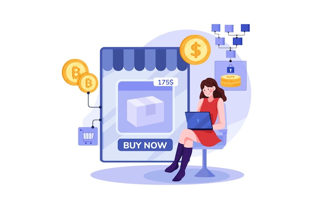 Blockchain platform for e commerce illustration