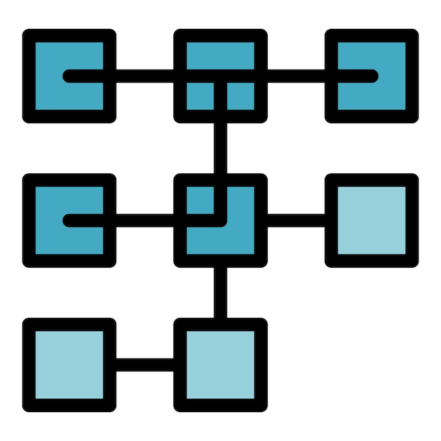 Blockchain 構造アイコン白い背景色フラットに分離された web デザインの概要 blockchain 構造ベクトル アイコン