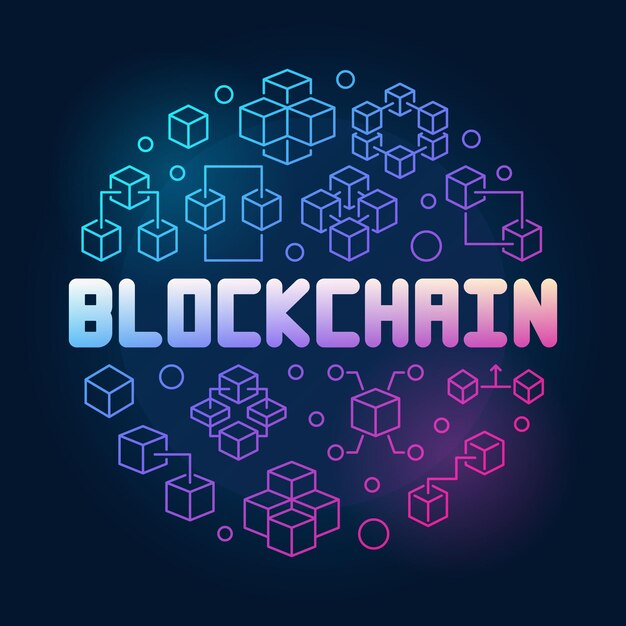 Blockchain-technologie ronde gekleurde lijn vectorillustratie
