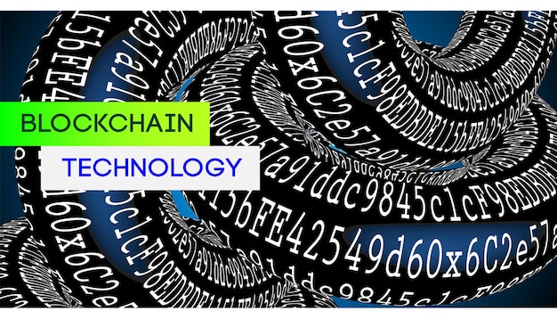 ブロックチェーン技術符号記号バイナリコード番号デザインベクトル画像と背景をコーディング