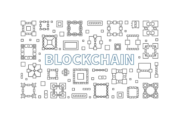 ブロックチェーン技術のコンセプトの最小限の水平型バナー