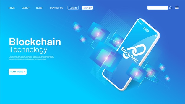 Vector blockchain technology concept vector eps 10