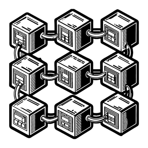 ブロックチェーンテクノロジー - データセキュリティとイノベーションを表すキューブを接続する
