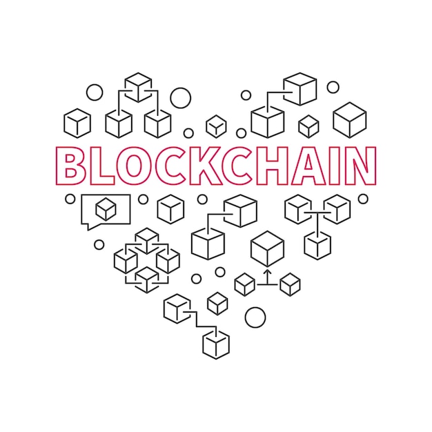 Blockchain 기술 심장 내가 사랑 하는 블록 체인 벡터 기호