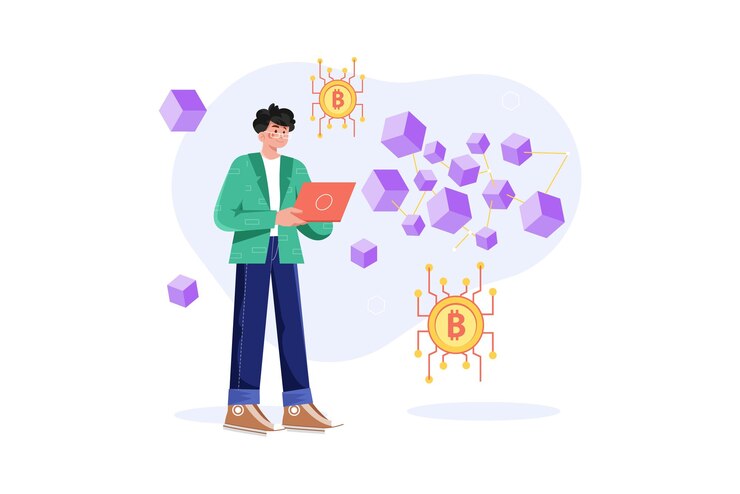 Vector blockchain technology illustration concept