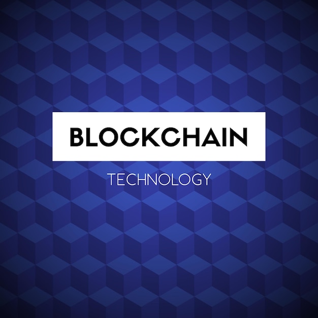 ブロックチェーン技術ベクトル抽象的な青い背景テンプレート