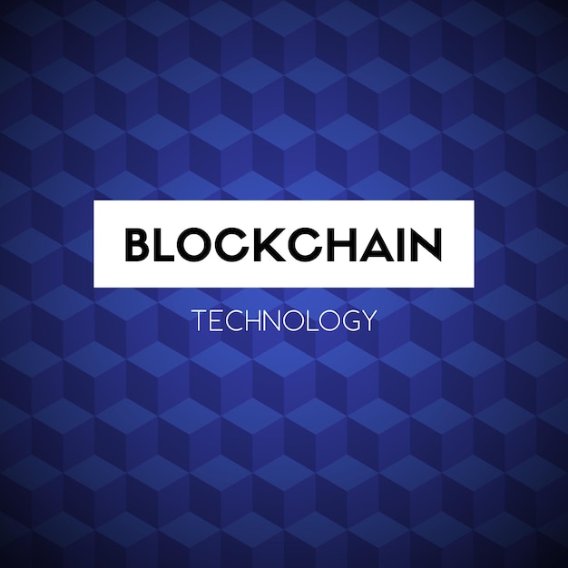 Tecnologia blockchain modello di sfondo blu astratto vettoriale