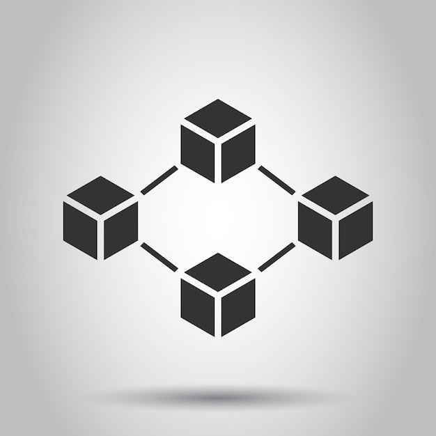 blockchain technology vector icon in flat style cryptography cube block illustration blockchain algorithm concept