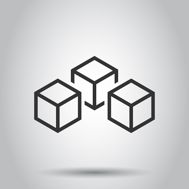 Blockchain technology vector icon in flat style Cryptography cube block illustration Blockchain algorithm concept