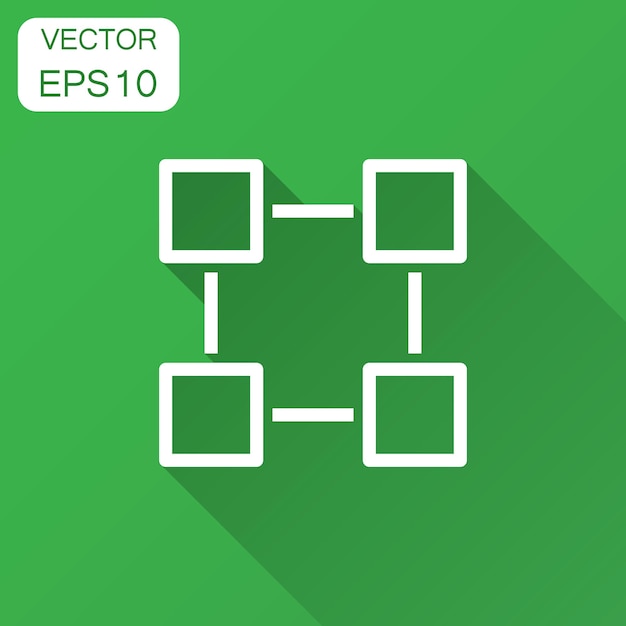 blockchain technology vector icon in flat style cryptography cube block illustration with long shadow blockchain algorithm concept