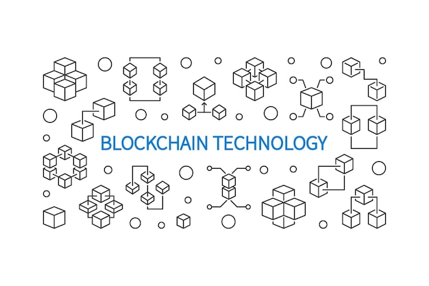 Illustrazione orizzontale del profilo vettoriale della tecnologia blockchain