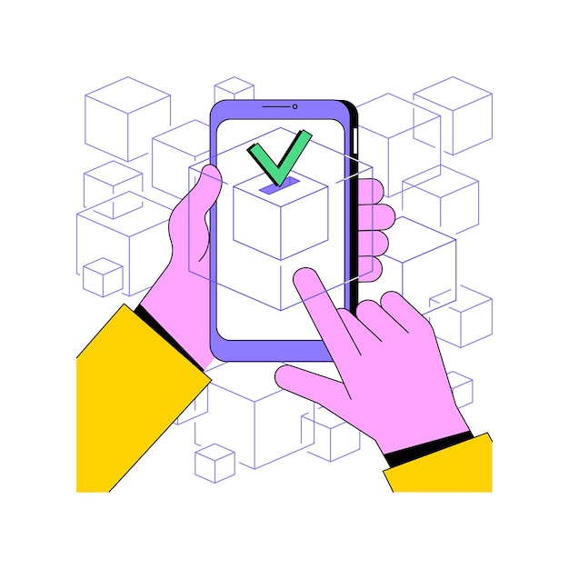 Blockchain voting mechanism isolated cartoon vector illustrations