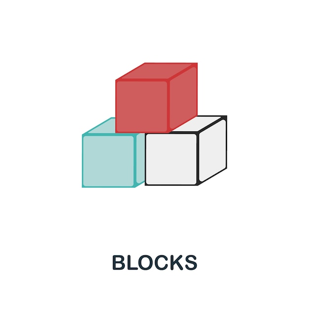 Vettore icona dei blocchi elemento del segno piatto della collezione di giochi da tavolo icona dei blocchi creativi per modelli di web design, infografiche e altro ancora