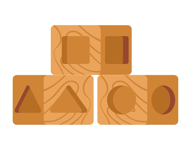 Vector blocks wooden toy isolated icon