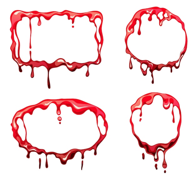Bloed frame vlek ronde cirkel splash vorm geïsoleerde set grafisch ontwerp illustratie