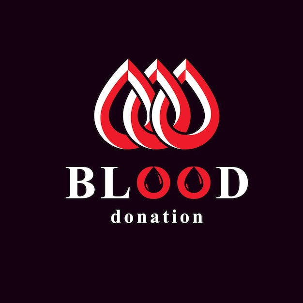 Bloeddonor inscriptie geïsoleerd op wit. Vector rode bloeddruppels. Red levens en doneer bloed. Medische zorg embleem.