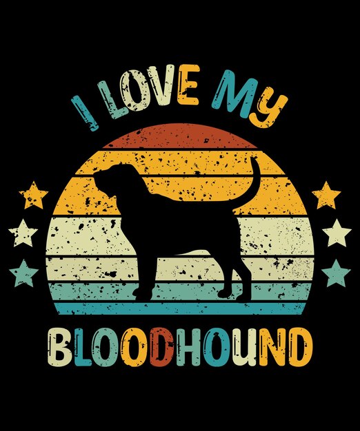 Bloedhond silhouet vintage en retro tshirt ontwerp