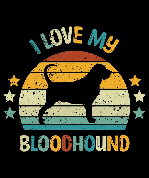 Bloedhond silhouet vintage en retro tshirt ontwerp