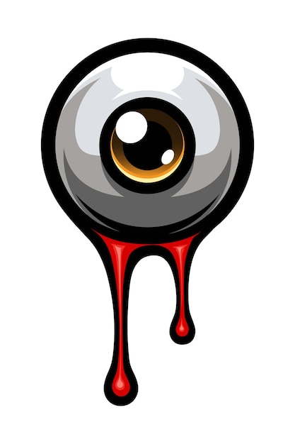 Bloedige menselijke oogbol. oog. oogarts. oogarts. halloween-sticker.