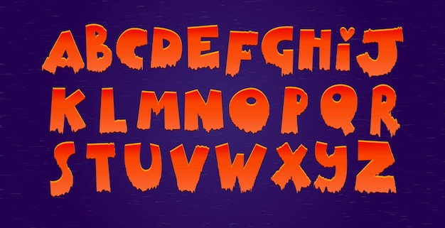 Bloedige vampier alfabet vector lettertype latijnse letters in rode kleur grappige kinderen typen voor halloween