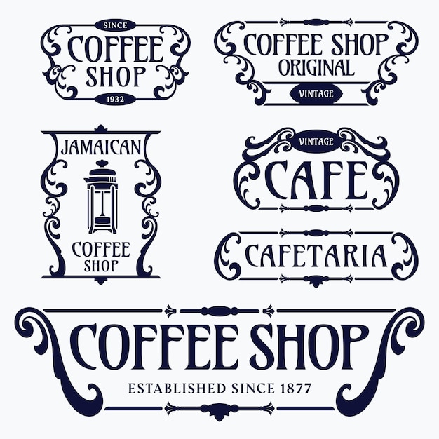 Vector bloei frames voor coffeeshoplabel, banner, logo, embleem, menu, sticker en ander ontwerp