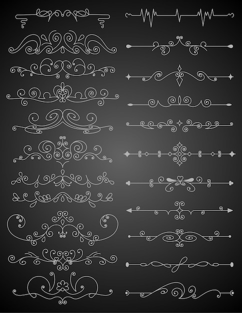 Bloei kalligrafische ontwerpset elementen. pagina-decoratiesymbolen om uw lay-out te verfraaien. overzicht grenselementen.
