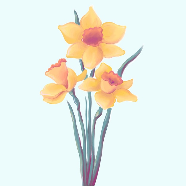 Bloeiende gele narcissen lente bloemen vector