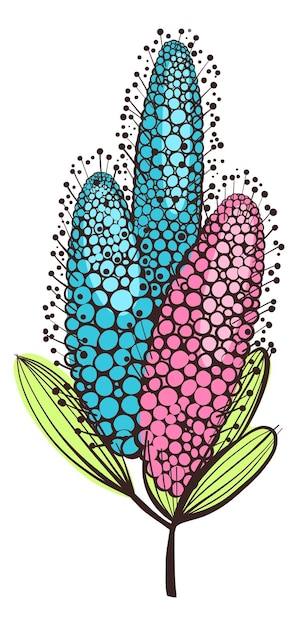 Bloeiende plant Handgetekende zomerlila vlinderstruikbloem