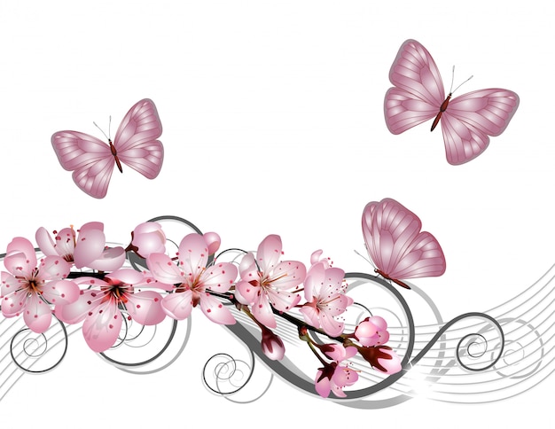 Bloeiende sakura kersentak met roze bloemen
