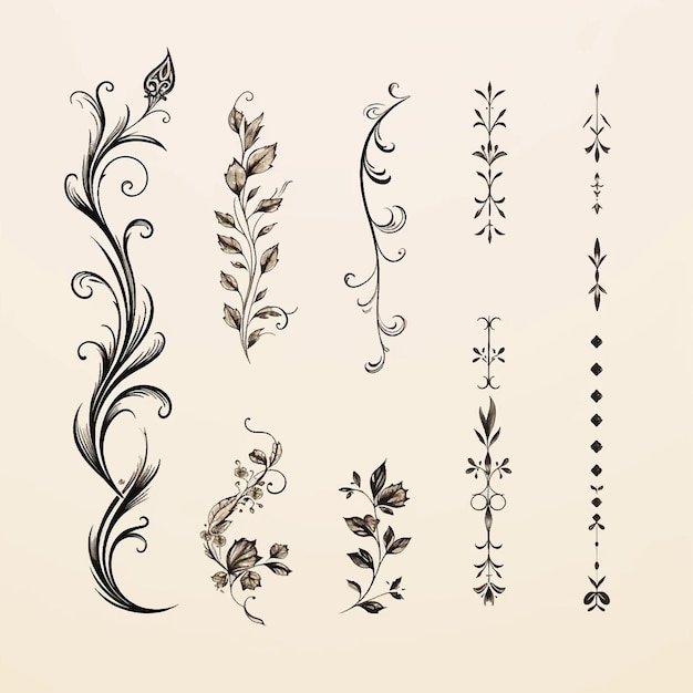bloeiende Victoriaanse swirl kalligrafische hoek ornamentele krul ornamentele elementen uitnodiging kalligrafie