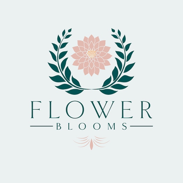 Bloem bloeit vector logo ontwerp Dahlia bloem logo Floral logo sjabloon voor schoonheidsindustrie