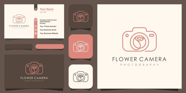 Bloem camera logo, ontwerp vector eenvoudig elegant