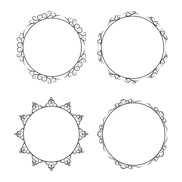 bloem cirkel frame bloemen frame schets vector