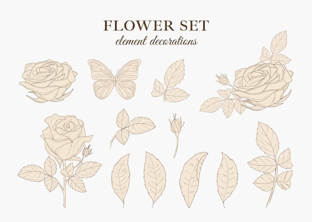 Bloem element decoraties set