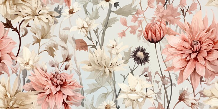 Vector bloem en plant florale klassieke naadloze afdruk in shabby chic stijl bloemen vectorillustratie