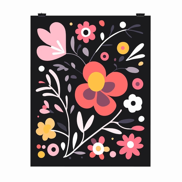 Vector bloem frame met de hand getekend platte stijlvolle cartoon sticker icoon concept geïsoleerde illustratie