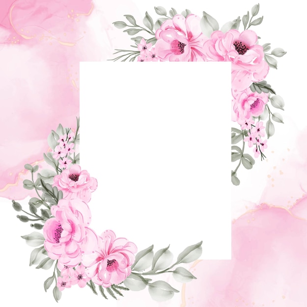 Bloem frame roze illustratie aquarel