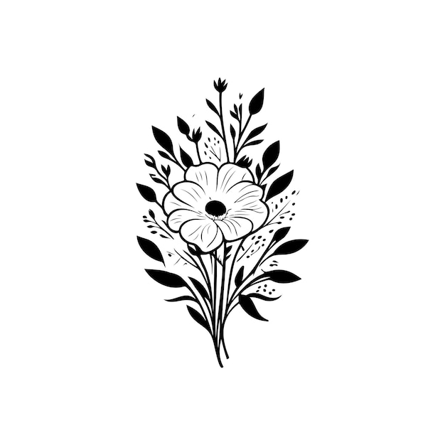 Bloem icoon handtekening zwarte kleur vrouw dag logo vector element en symbool