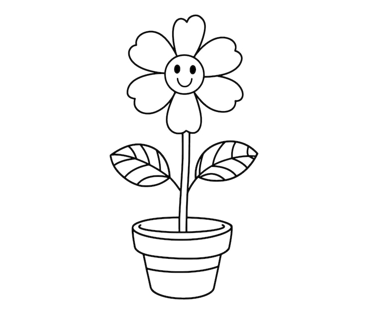 Vector bloem in een pot cartoon bloem illustratie vector