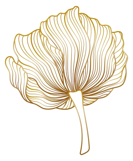 Vector bloem in luxe elegante aziatische stijl gouden lijn textuur geïsoleerd op witte achtergrond