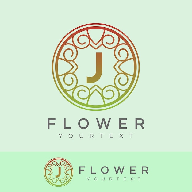 Bloem initiaal letter j logo ontwerp