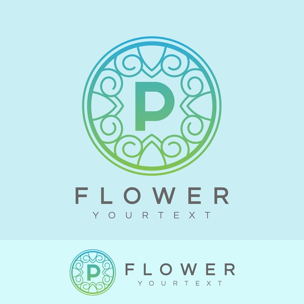 Bloem initiaal letter p logo ontwerp