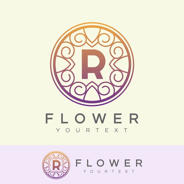 Bloem initiaal letter r logo ontwerp