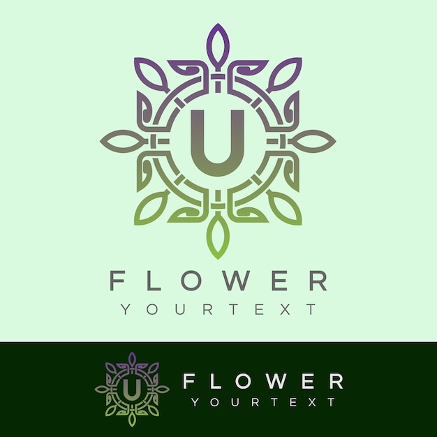 bloem initiaal Letter U Logo ontwerp