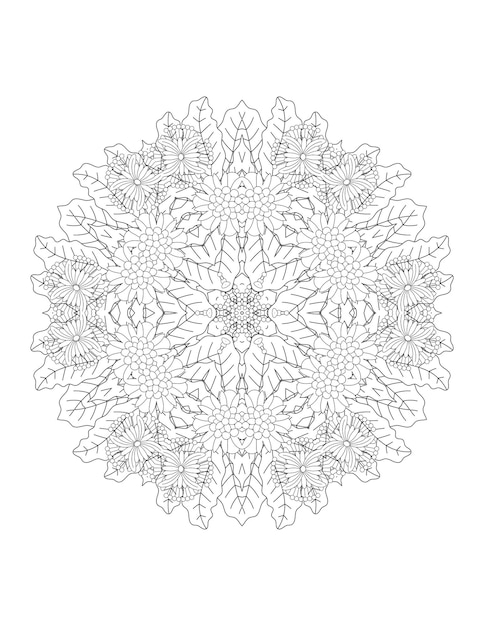 Bloem kleurplaat. Mandala. Bloem mandala. Kleurplaat