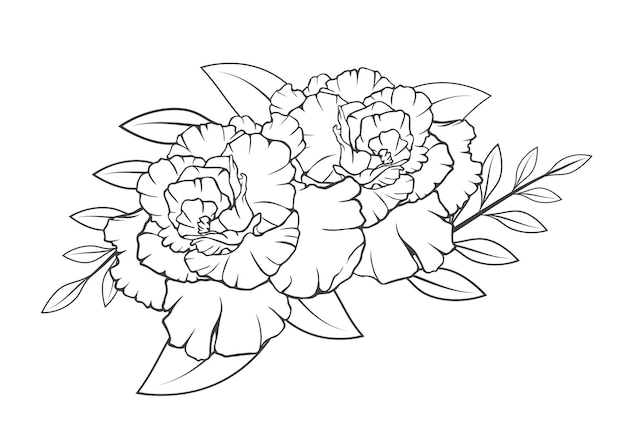 Vector bloem laat bloesem tekening lijntekeningen geïsoleerd op een witte achtergrond