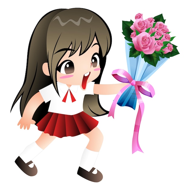bloem liefde geef valentijn meisje stripfiguur schattig