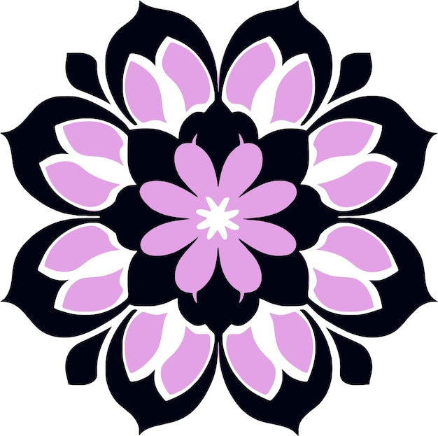 Bloem logo vector eenvoudige abstracte platte mandala tattoo plant kleur bloesem floret bloei stencil