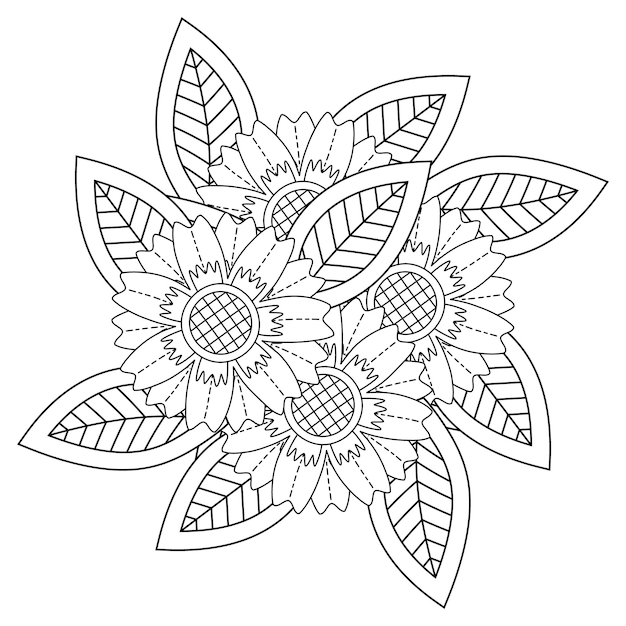 Bloem mandala kleurplaat