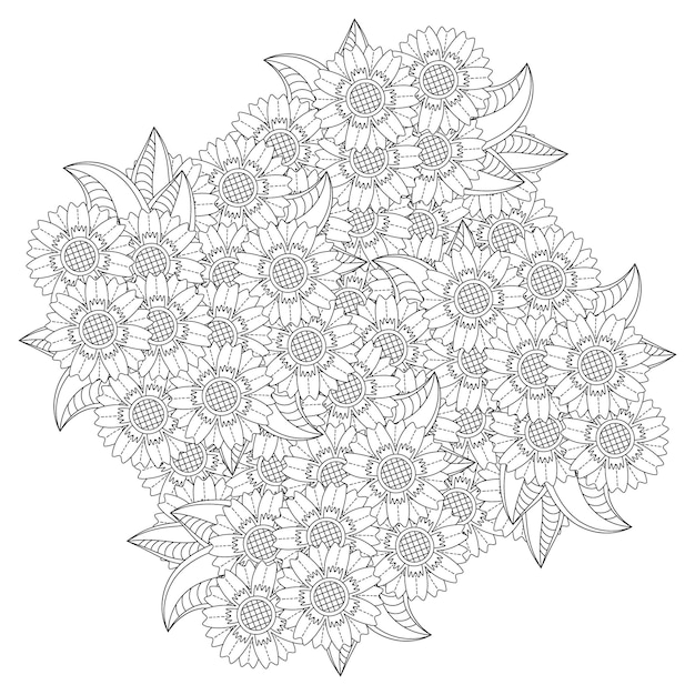 Bloem mandala kleurplaat